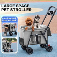 Pet Stroller Cat Dog Stroller Travel Folding Pet Carriers（Gray）