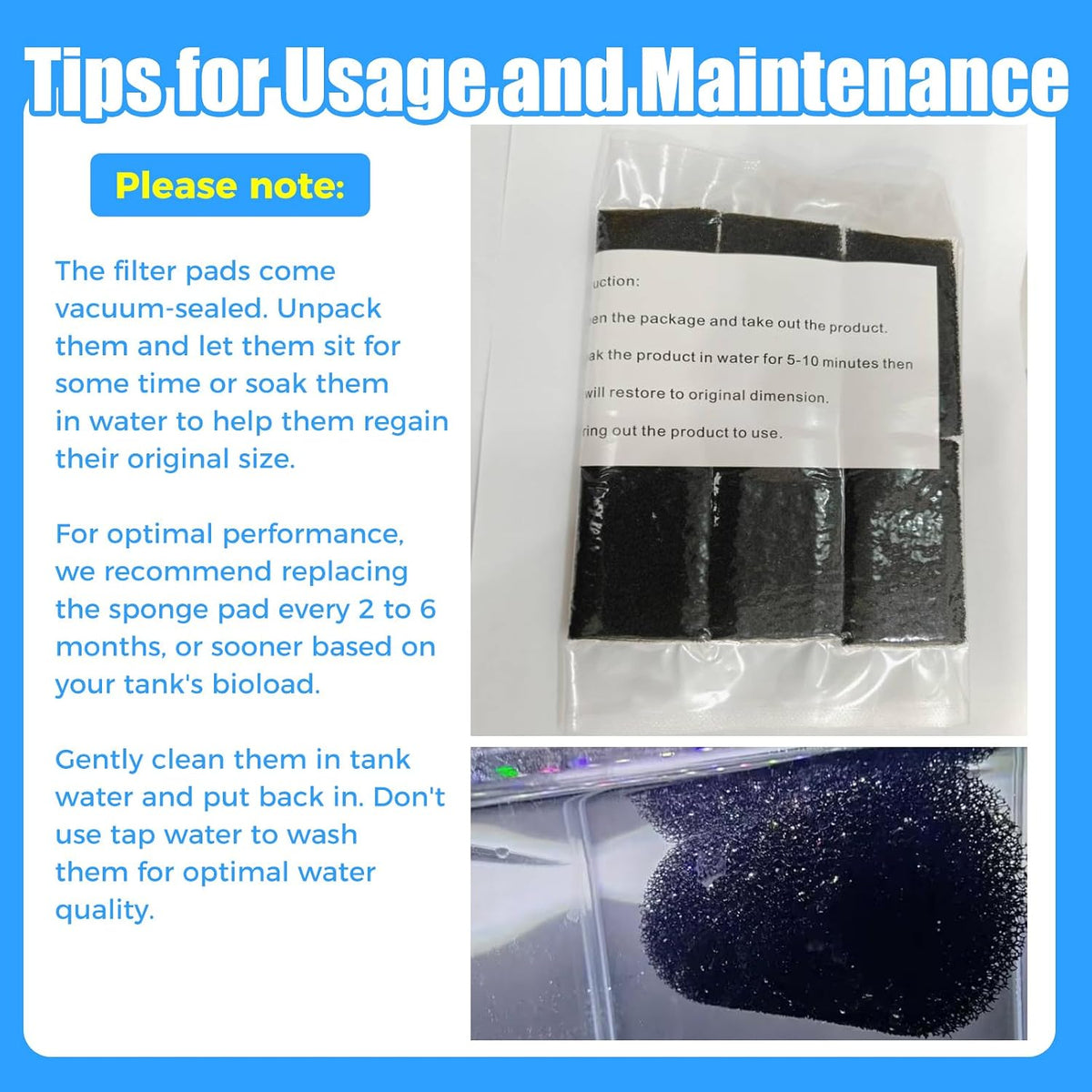 AQUANEAT 12-Pack Pre-Filter Sponge for Aquarium Shrimp Fry Fish Tank - 1.6"D X 2.8"H, 0.6" - image 4