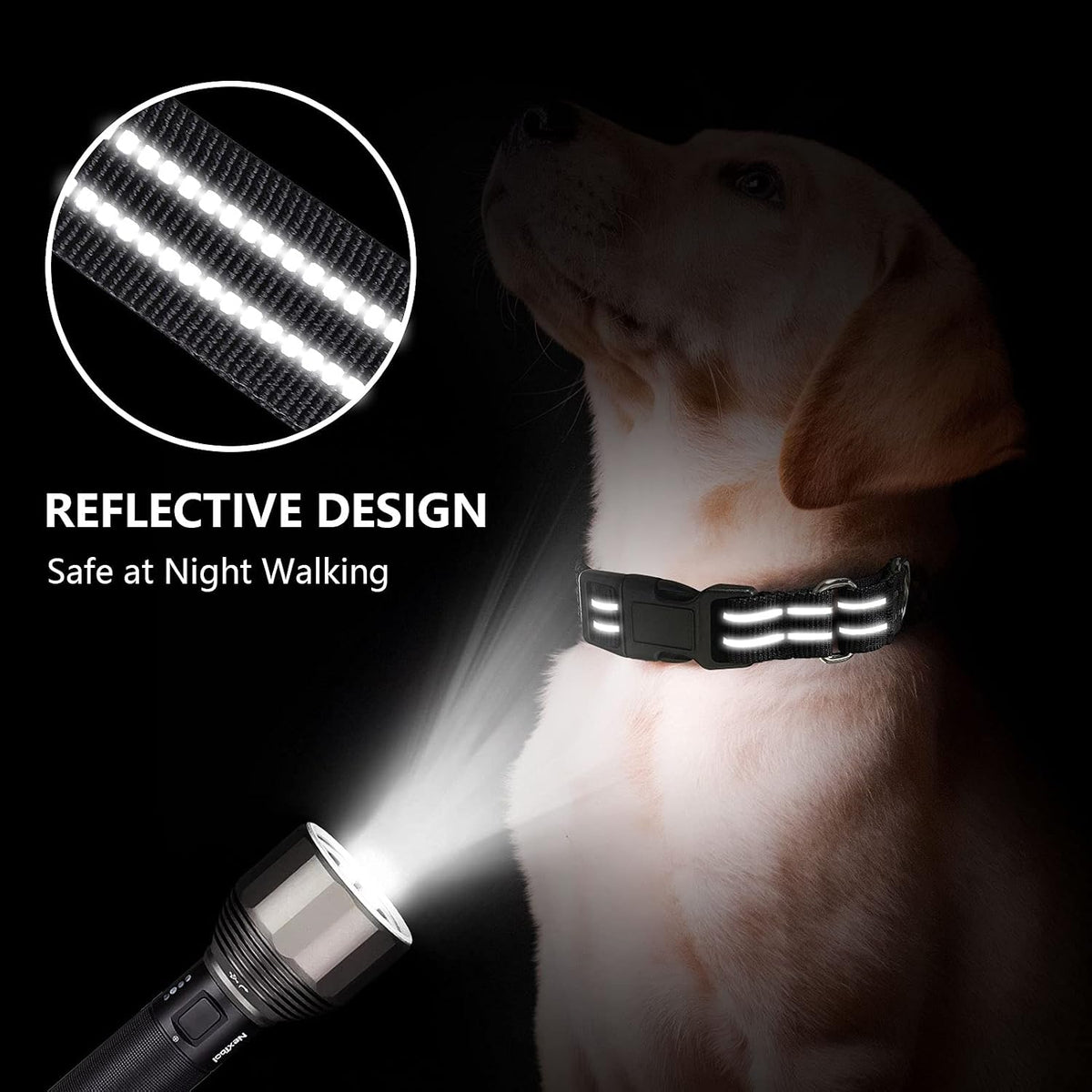 Martingale Collar for Dogs, Reflective Escape Proof, M - Black / Small - image 4