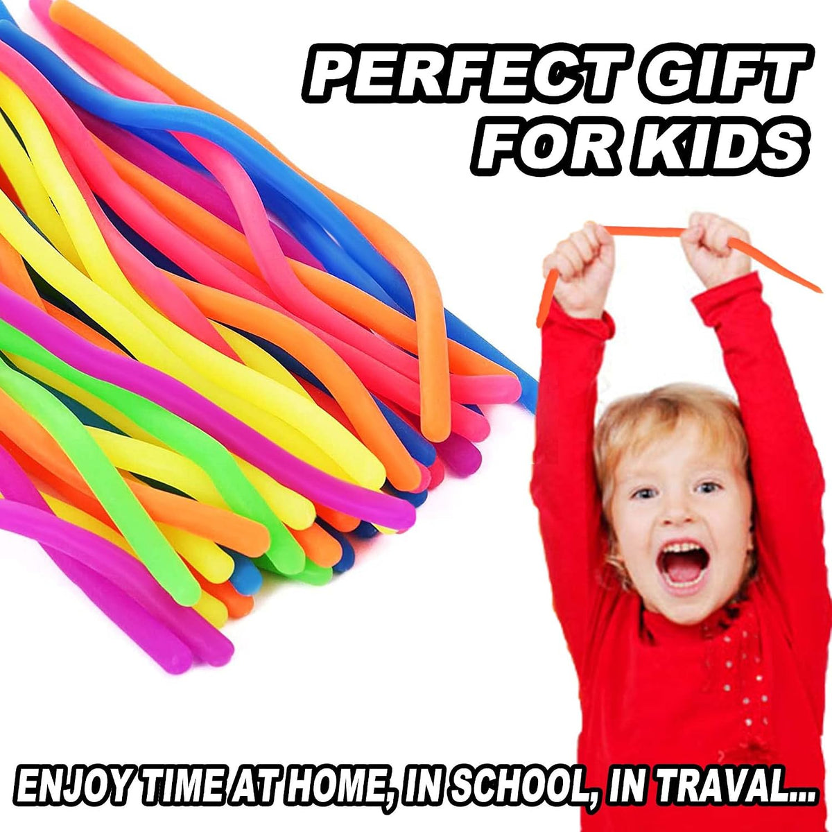 Rtinsd stretchy string noodles, 30 pack of sensory fidget toys in 6 bright colors - view 3