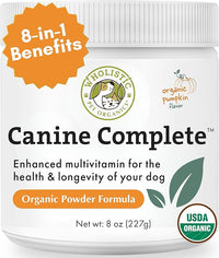 Wholistic Pet Organics Canine Complete - Dog Multivitamin Powder - 8 Oz - Daily Dog Vitamins and Supplements for Homemade Food - Immune System, Skin, Coat & Overall Health - Small and Large Breed
