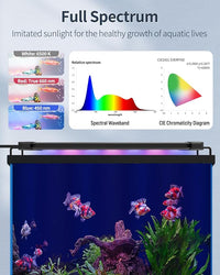 Pawfly 14W Aquarium LED Light for 18 to 24 Inch Extendable Fish Tank Light with Full Spectrum Brilliant White Blue Red Lights with Daytime & Night Modes Timer Auto On/Off Adjustable Brightness
