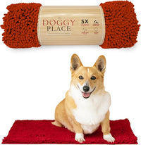 My Doggy Place Microfiber Dog Mat for Muddy Paws, 18" x 24" Red - Absorbent and Quick-Drying Dog Paw Cleaning Mat, Washer and Dryer Safe - Non-Slip Rubber Backed Dog Floor Mat, Small