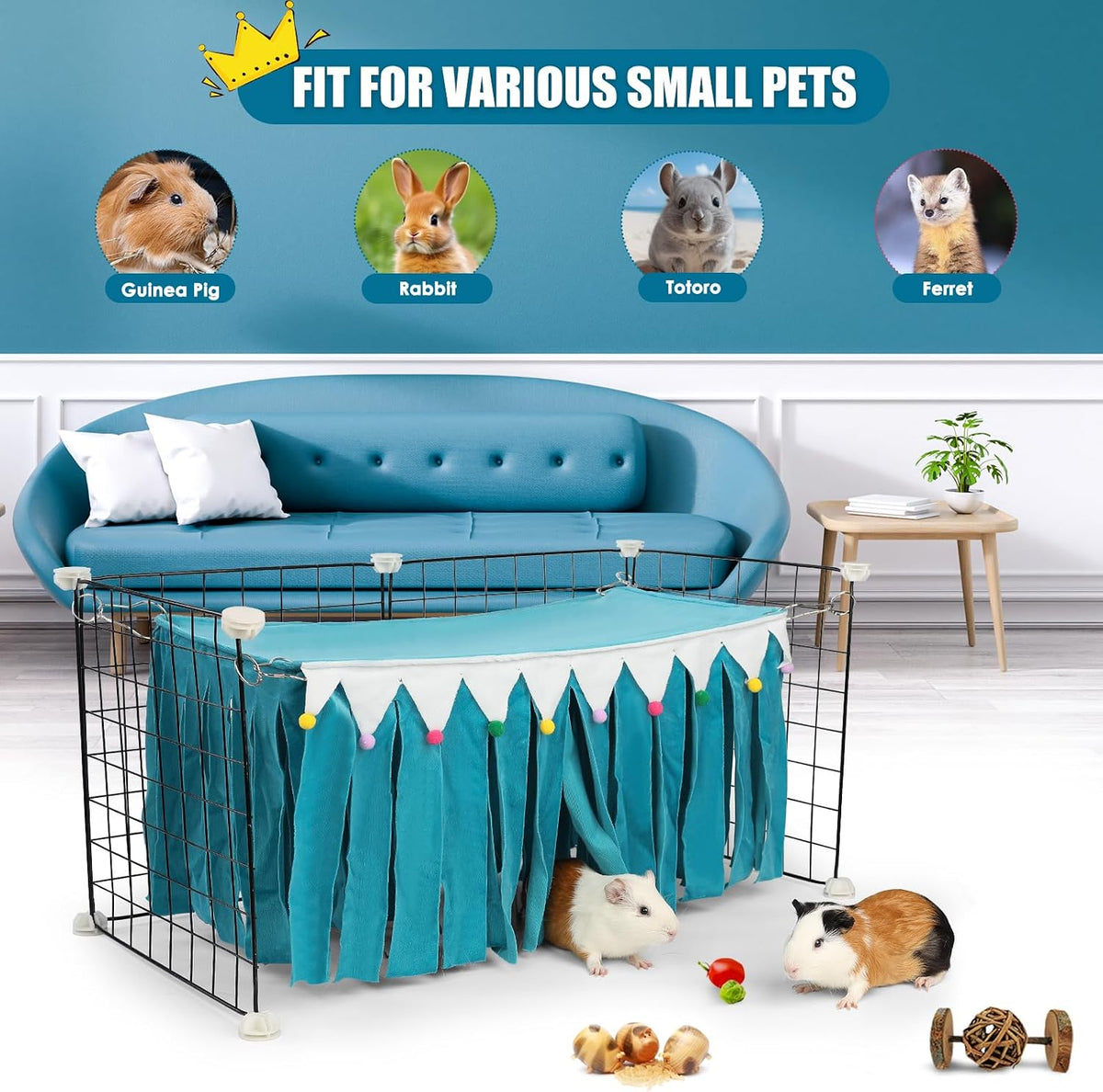 Guinea Pig Hideout, Guinea Pig Corner Hideout - Blue / 23"L x 11.7"W x 11.2"TH - image 4