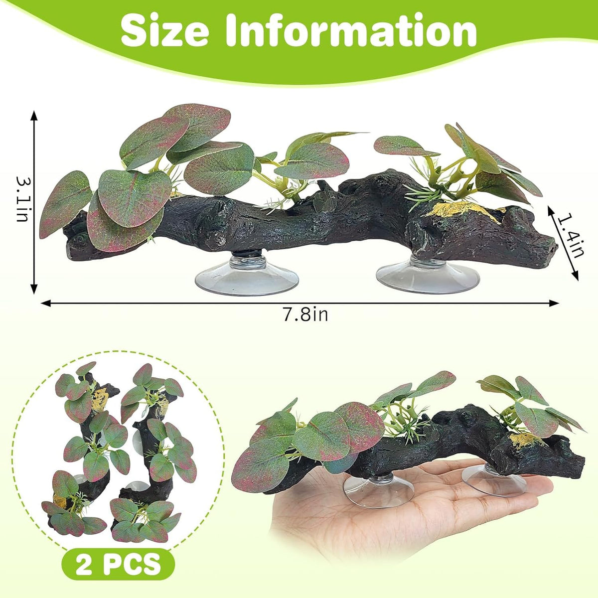 2 PCS Reptile Corner Branch - Red With Green - image 2