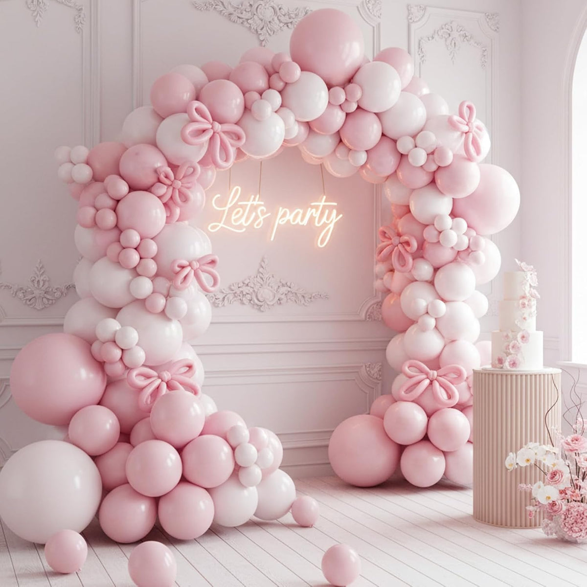 RUBFAC Gold Balloons Different Sizes Chrome Gold Balloon Arch Kit - White Pink - image 4