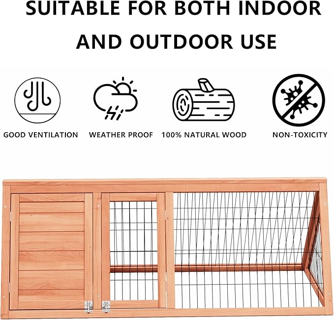 Chick Coop,Outdoor Portable Chicken Run Cage Wooden Triangle Quail Coop with Ventilating Wire Poultry Hutch for Small Animals (Natural Wood)