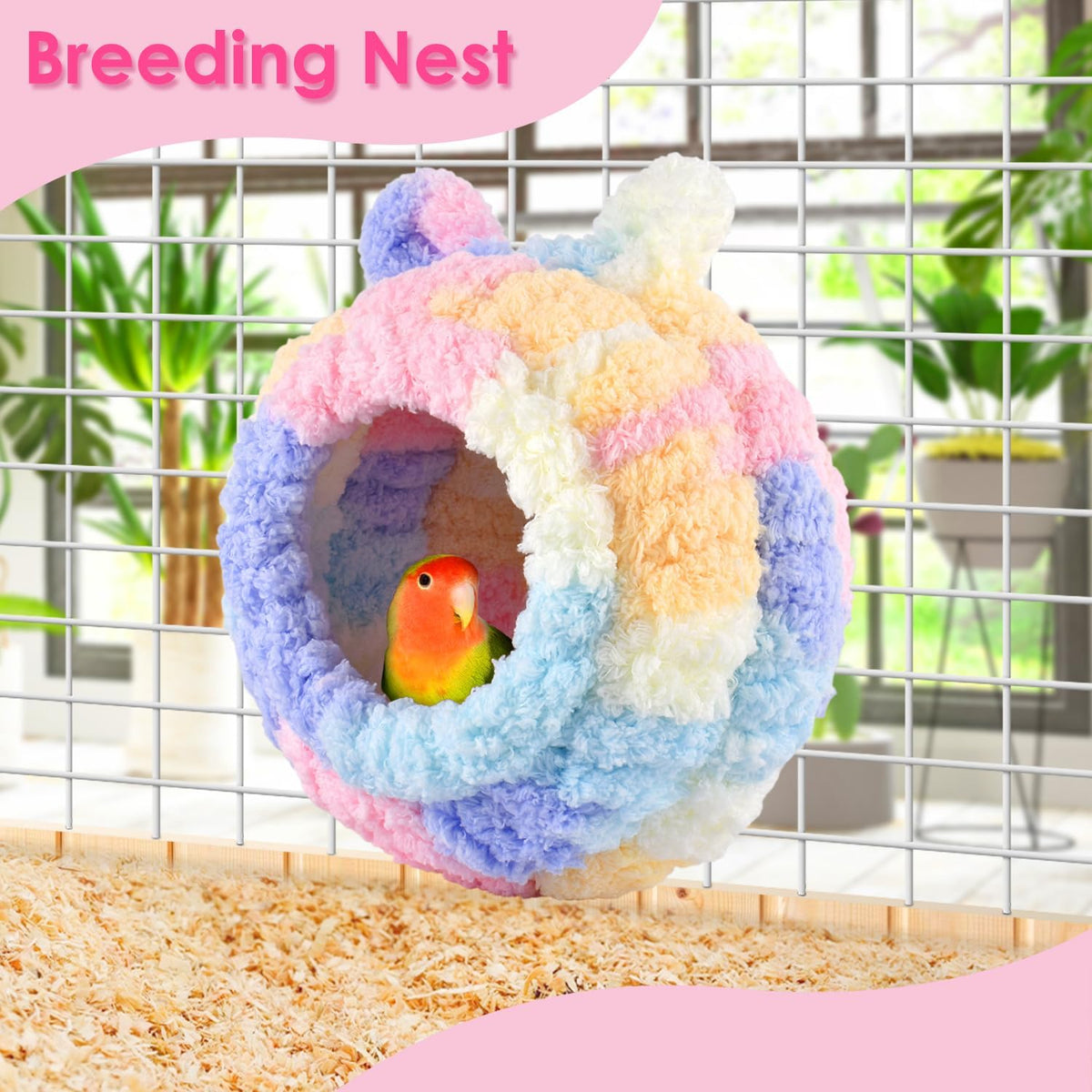 KATUMO Bird Nest, Small Sun Conure Breeding House Parrotlet Snuggle Hut Lovebird Bed for Conure - L (Pink) - image 4