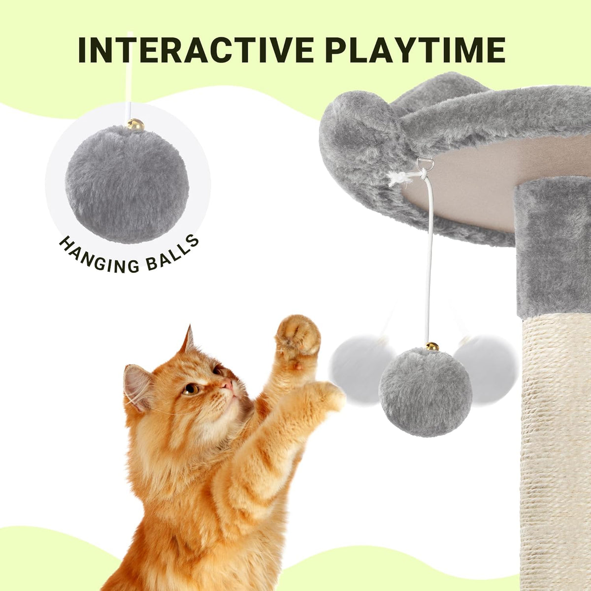 Allewie 64 Inches Cat Tree Tower/Multi-Level Activity Center - Grey - image 4