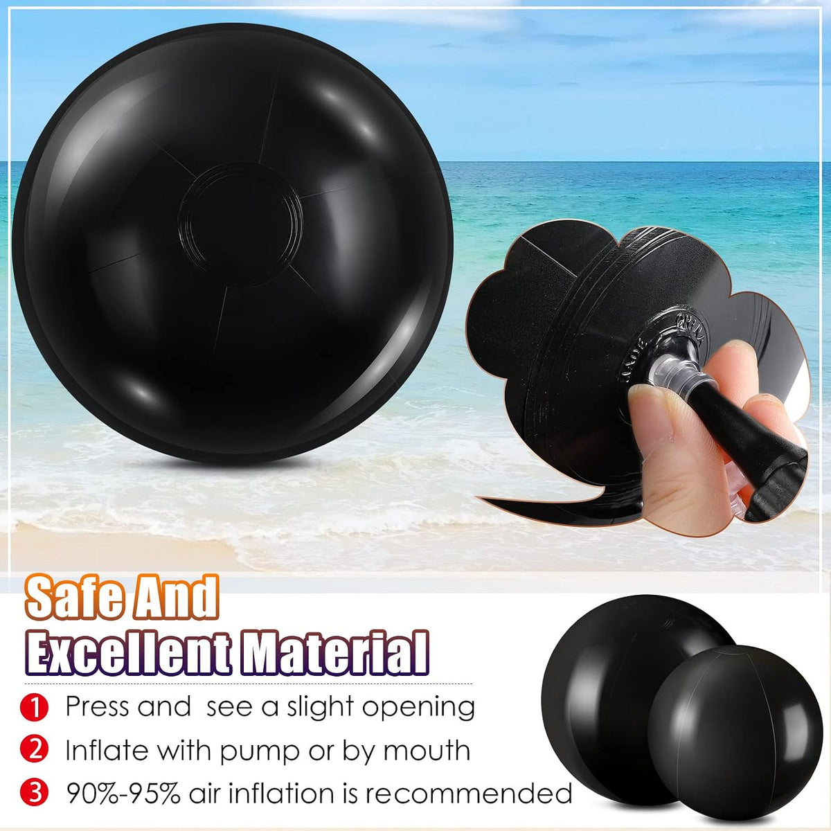 Sinmoe 12 pack white beach balls in 16 and 24 inch sizes, inflated - view 13