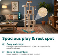 FurHaven 69.3" Tall Cat Scratching Post Tower for Indoor Cats - Cat Tower / Double Decker Playground (Cream) - image 3