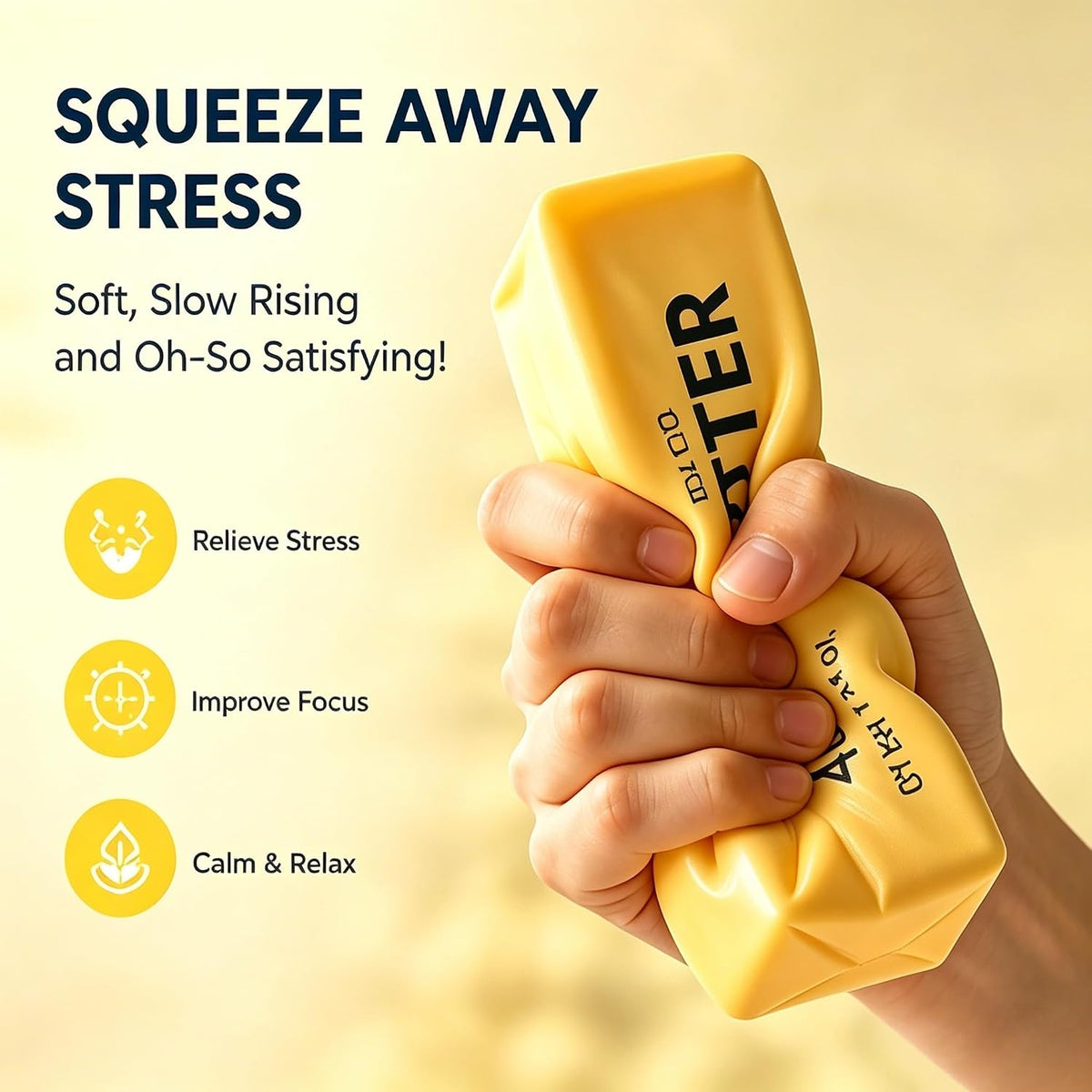 Fuzz Ball Squishy Stress Ball - 2pcs Yellow Butter 01 - image 2