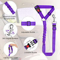 2 Pack Dog Seat Belt for Car, Headrest Restraint Safety Leads – Essentials for Dogs - Purple / Elastic - image 3
