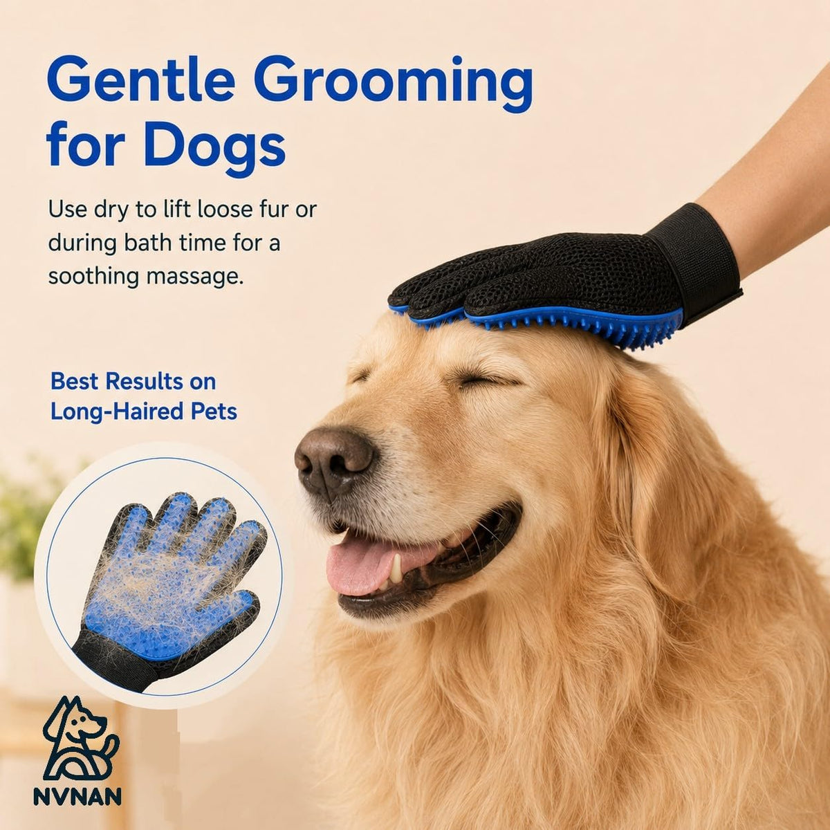 NVNAN Pet Hair Removal Glove for Dogs & Cats - Blue - image 4