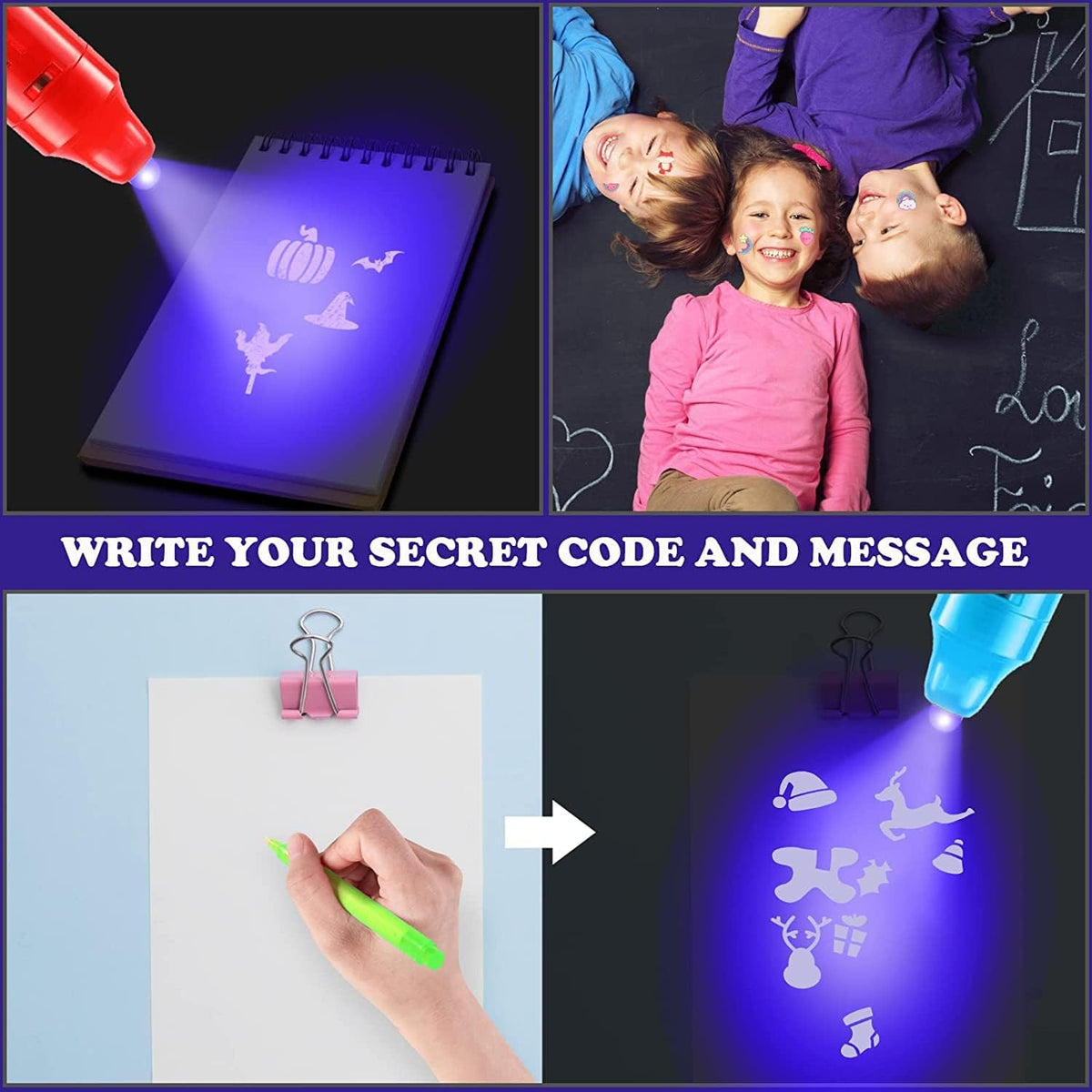 DazSpirit 36 invisible ink pens with built-in UV light, animal cards and gift bags - view 9