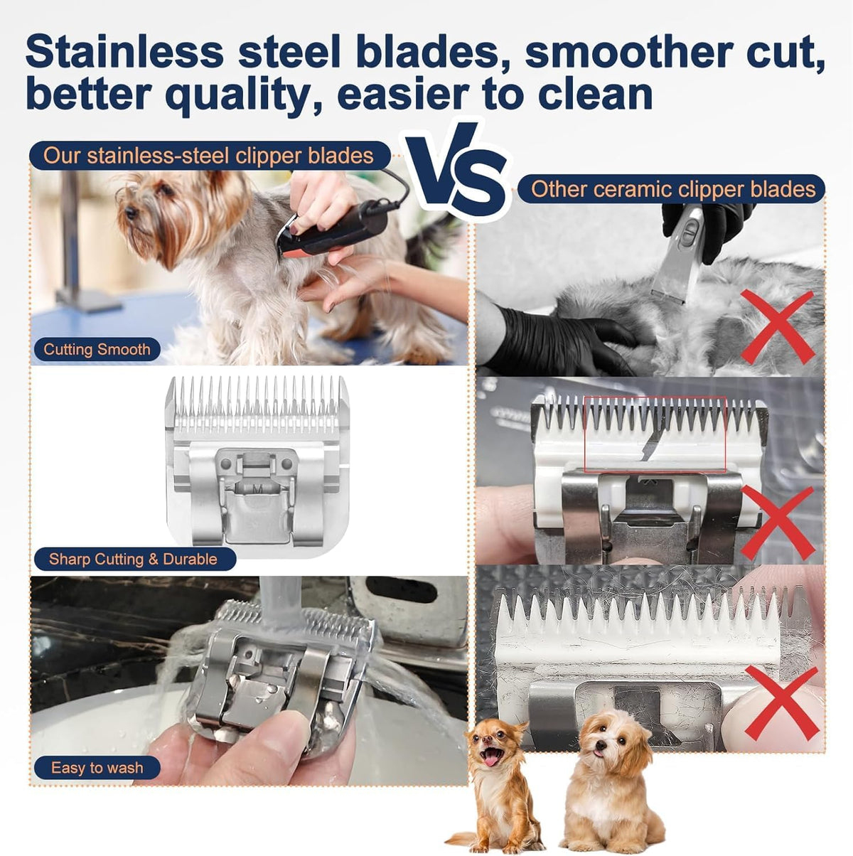 3 Pack 10 Clipper Blade Compatible with Andis - 2*10+30+4FC+5FC+7FC - image 2