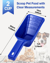 2 Cup Dog Food Scoop, Plastic Pet Food Scoop with Measuring Lines for Accurate Pet Food - Blue - image 2