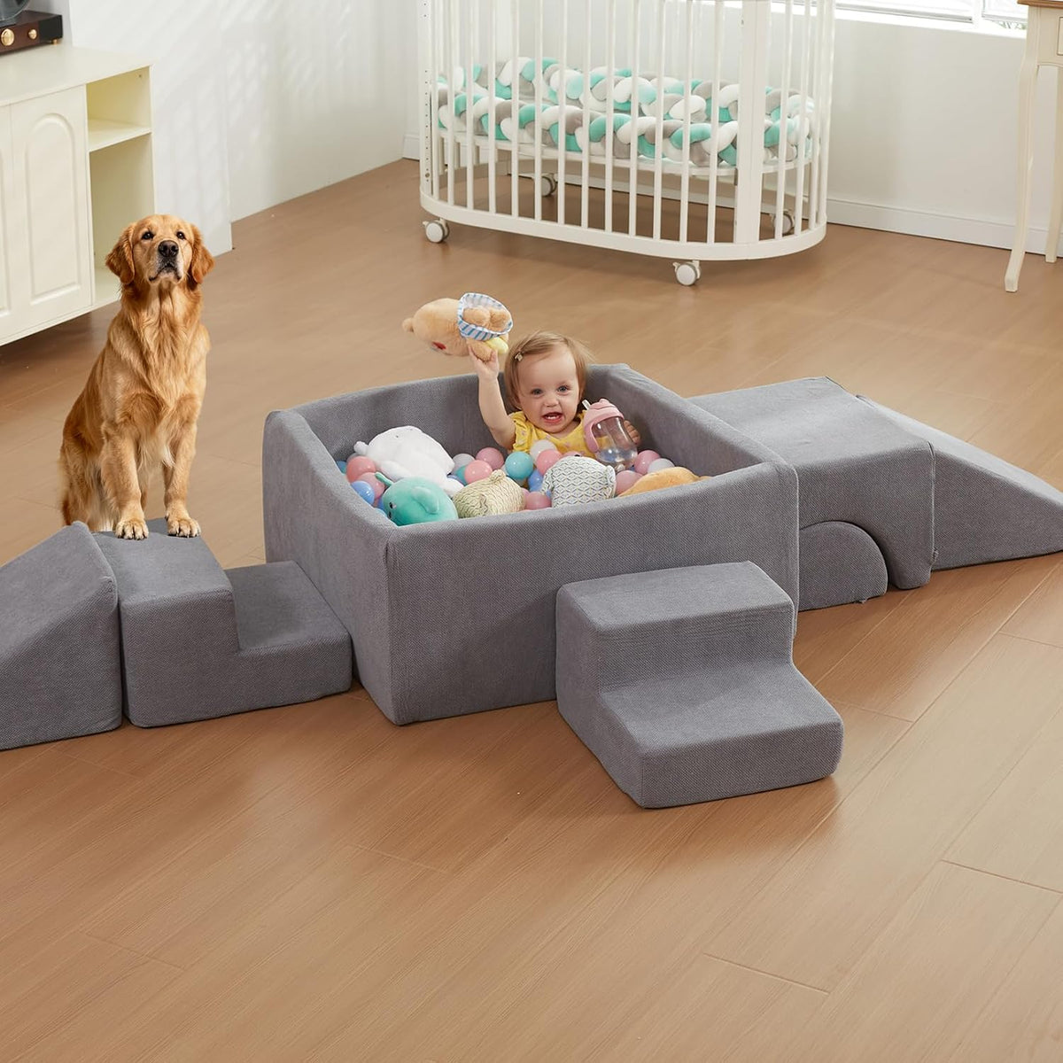 STAOLENE 6 piece soft foam climbing blocks for toddlers with ball pit, stairs and ramps - view 9