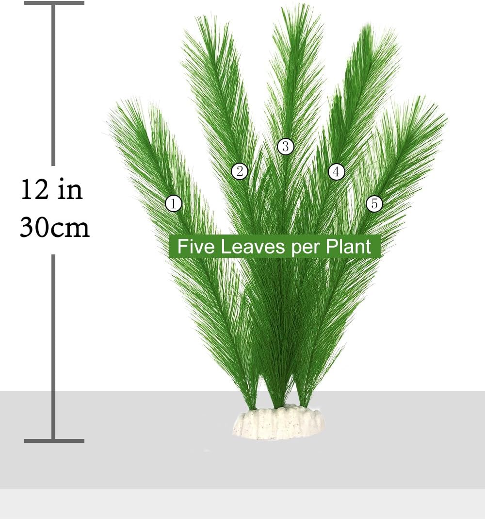 Aquarium Decorations 3Pcs Fish Tank Artificial Green Water Plants - 11", 5 Pcs, Green - image 3