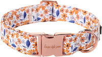 Dog Collar With Metal Buckle, Red Rose Flower Gift for Small - Leaf flower / M