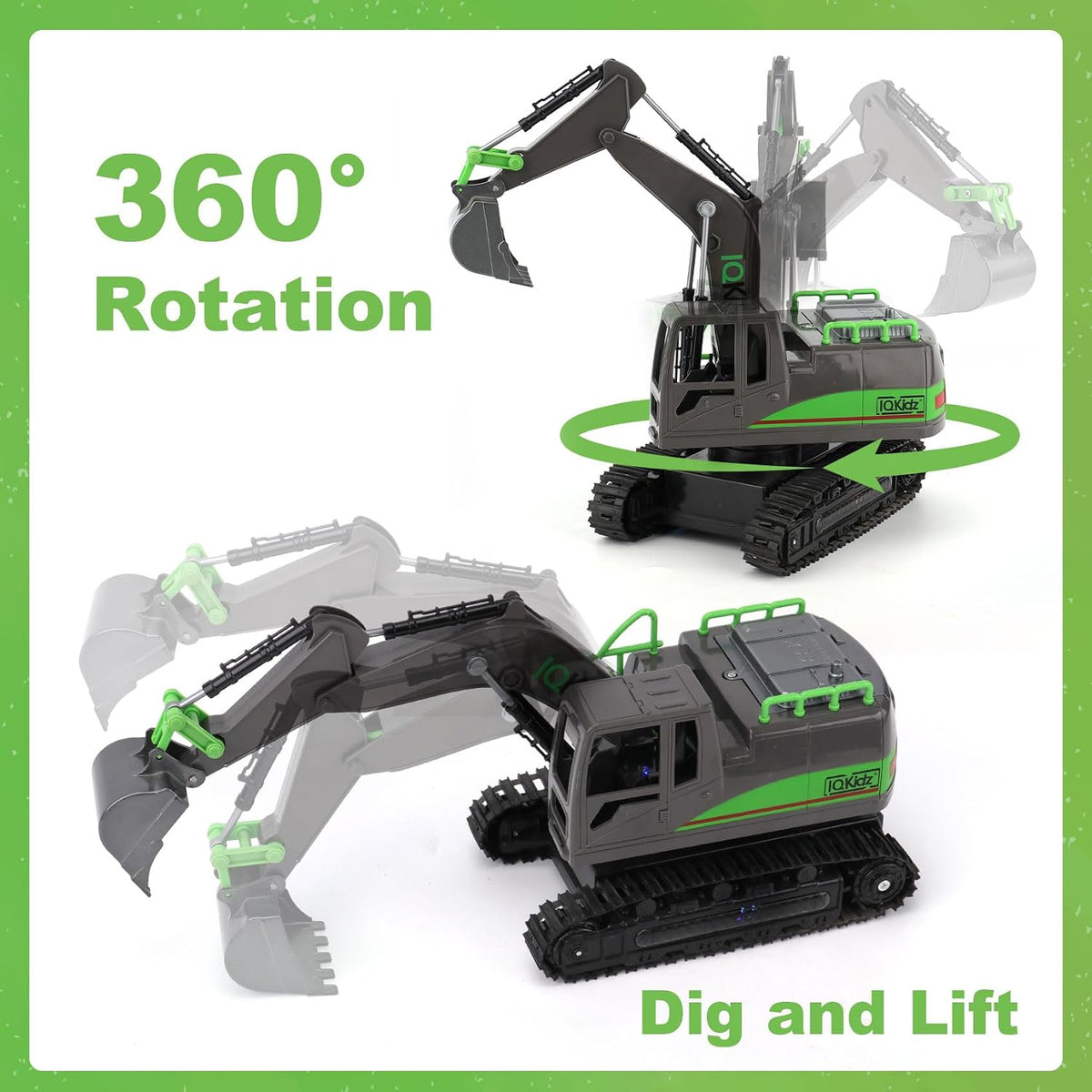 IQKidz Remote Control Excavator Toys for Boys 4-7 Yrs Old - Remote Control Excavator - image 2