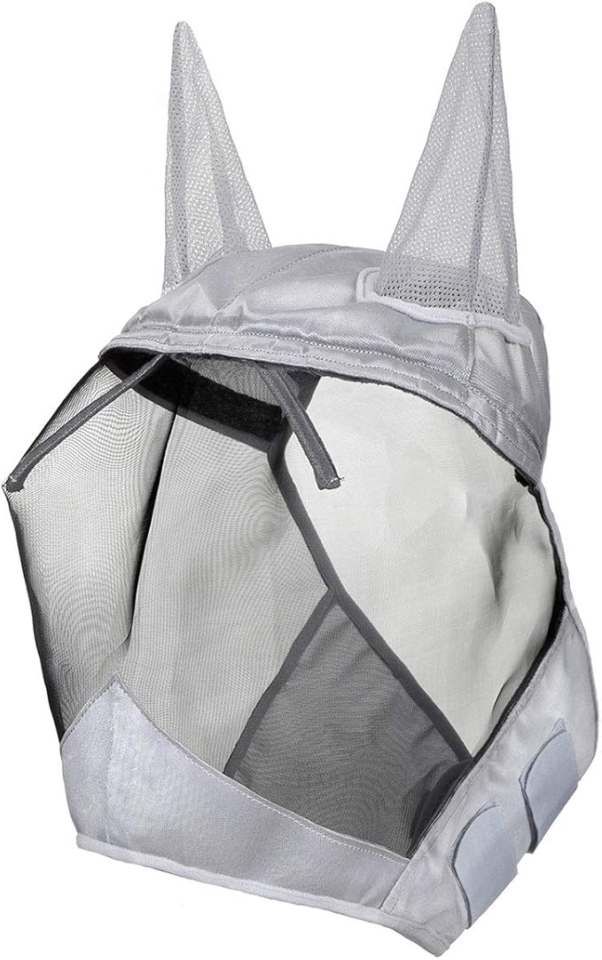 Harrison Howard CareMaster UV-Proof Great Air Flow Fly Mask Standard with Ears Silver/Black Retro