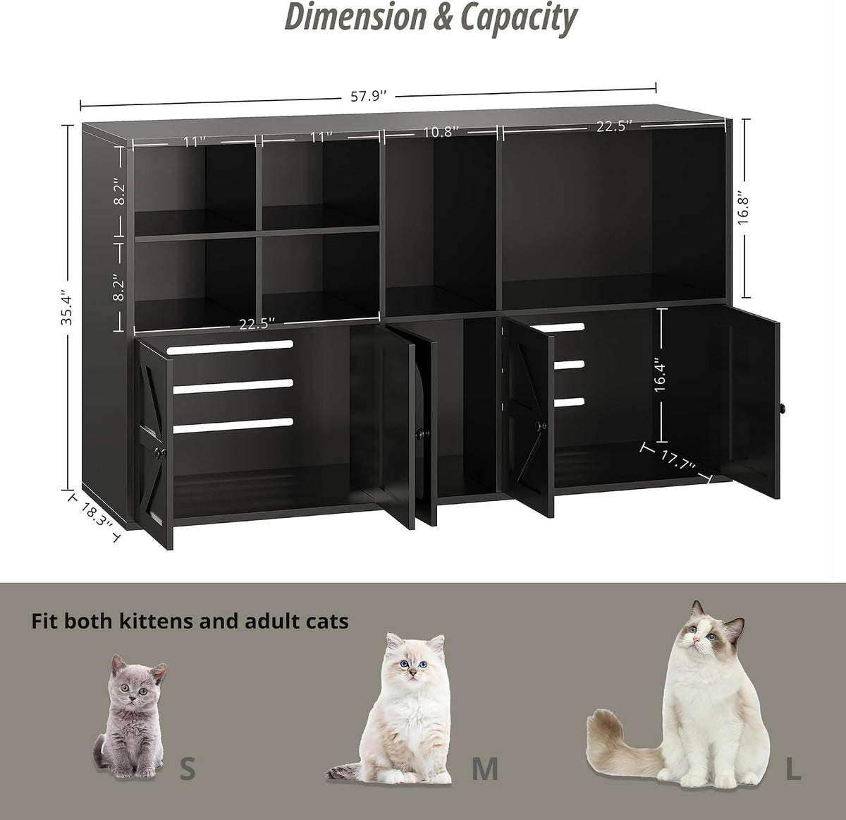 IRONCK Cat Litter Box Enclosure for 2 Cats - image 2