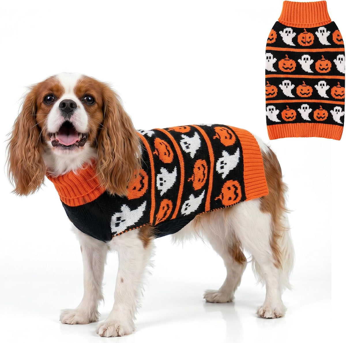 KYEESE Dog Halloween Sweater for Small Dogs Knit Pet Outfit - Medium (7-11lbs) / 01#Halloween pumpkin