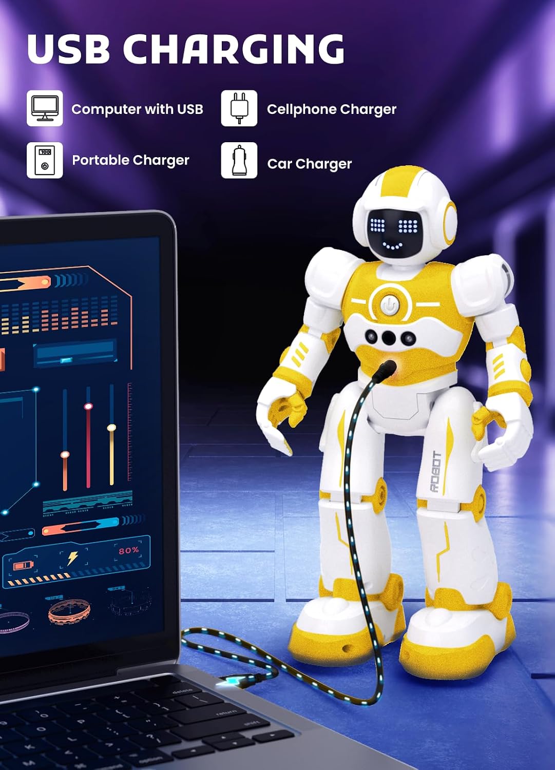 Robot Toys for Kids, Rechargeable Remote & Gesture Control Robots – Fun for Kids & Family - Yellow - image 4