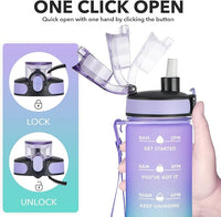 Enerbone Water Bottle, Leakproof BPA & Toxic Free, Motivational Water Bottle with Times to Drink and Straw, Fitness Sports Water Bottle with Strap for Office, Gym, Outdoor Sports