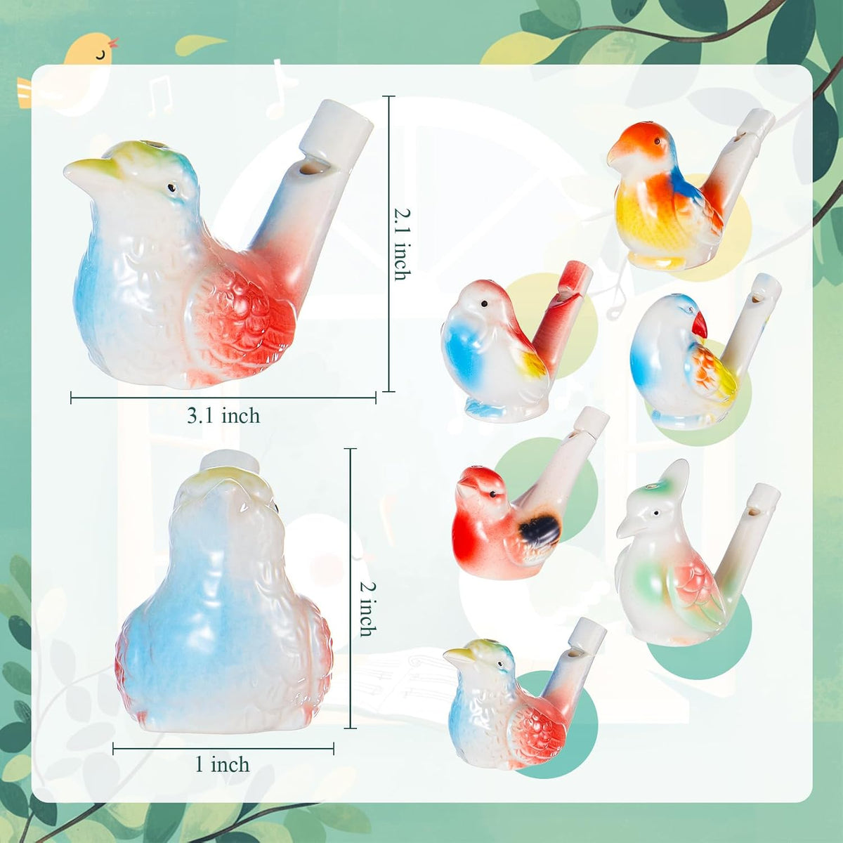 Gejoy 6 Pcs Bird Water Whistles Ceramic Bird Call Warbling Water - 6 / Stylish - image 2