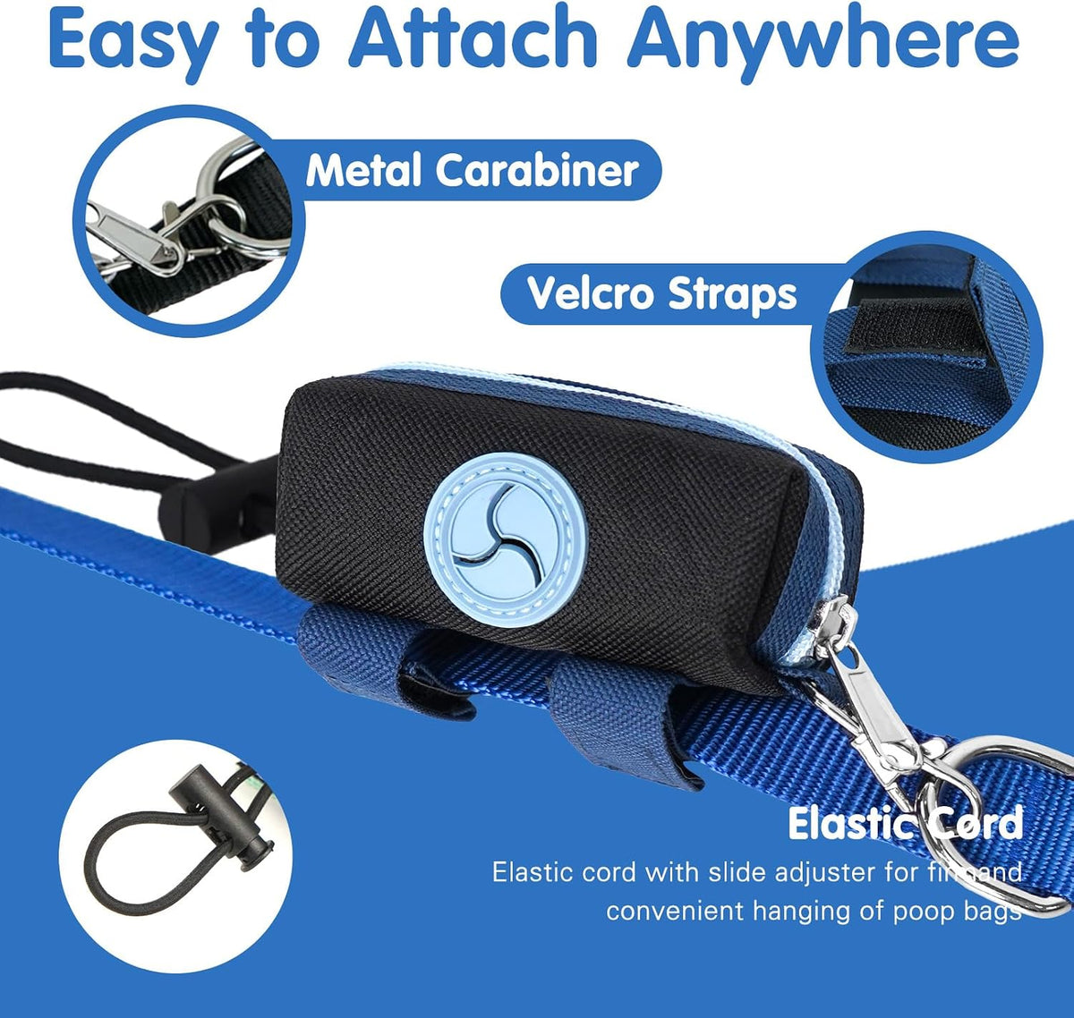 Dog Poop Bag Holder for Leash, Large-Capacity Canvas Pouch - Black - image 3