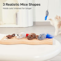 Potaroma Hanging Cat Mice Toys 3 Pcs with Squeaky Sound, Interactive Cat Teaser Retractable, Cat Toys Indoor Kitten Play Chase Exercise, Mental Physical Stimulation