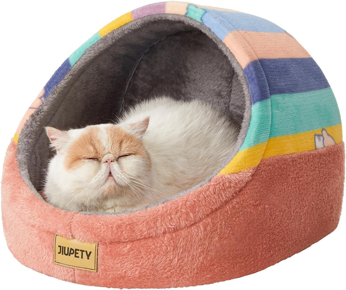 Cute Cat Beds for Indoor Cats, Cave Bed for Kittens - Medium / Rainbow