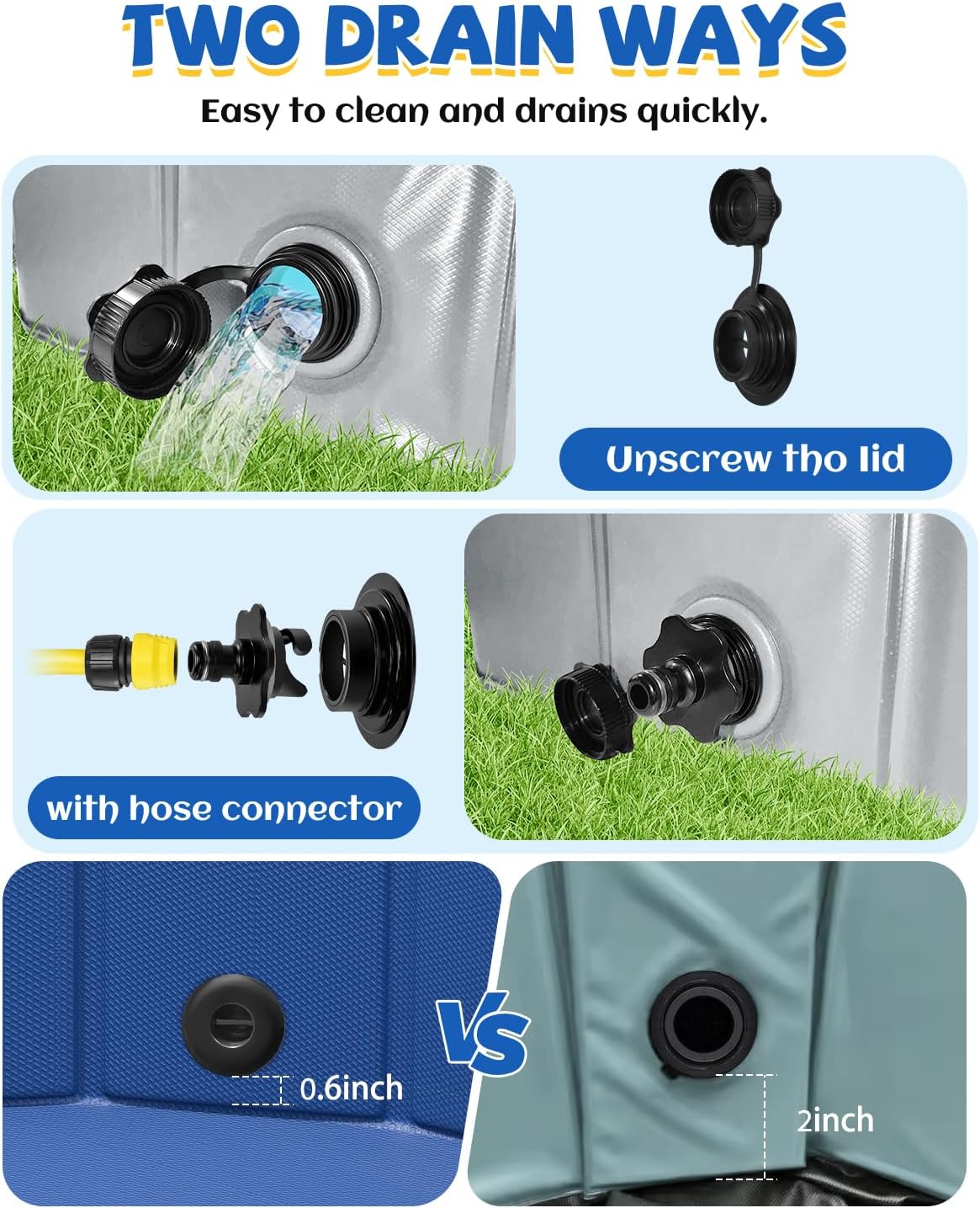 YSJILIDE Portable Dog Pool PVC Pet Swimming Bathtub Collapsible Hard - Dark Grey / S-32" x 8" - image 4