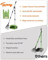 Toozey Dog Pooper Scooper, Extra Large Stainless Steel Tray Long 54" Handle, Easy Cleanup for All Dog Sizes, Includes 20 Bags