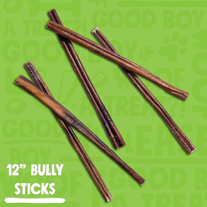 Bully Sticks for Small Dogs | All Natural, Single Ingredient Bully Sticks for Puppies to Medium Dogs (12" Stnd Bully Sticks - 1pk)
