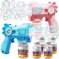 EagleStone Bubble Machine Guns 2 Packs with 2 Solutions 20 Concentrate – Fun for Kids & Family - Blue,light Pink