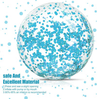 Civaner 10 Pcs Inflatable Glitter Beach Balls 16 Inch - Teal Blue / Glitter - image 2