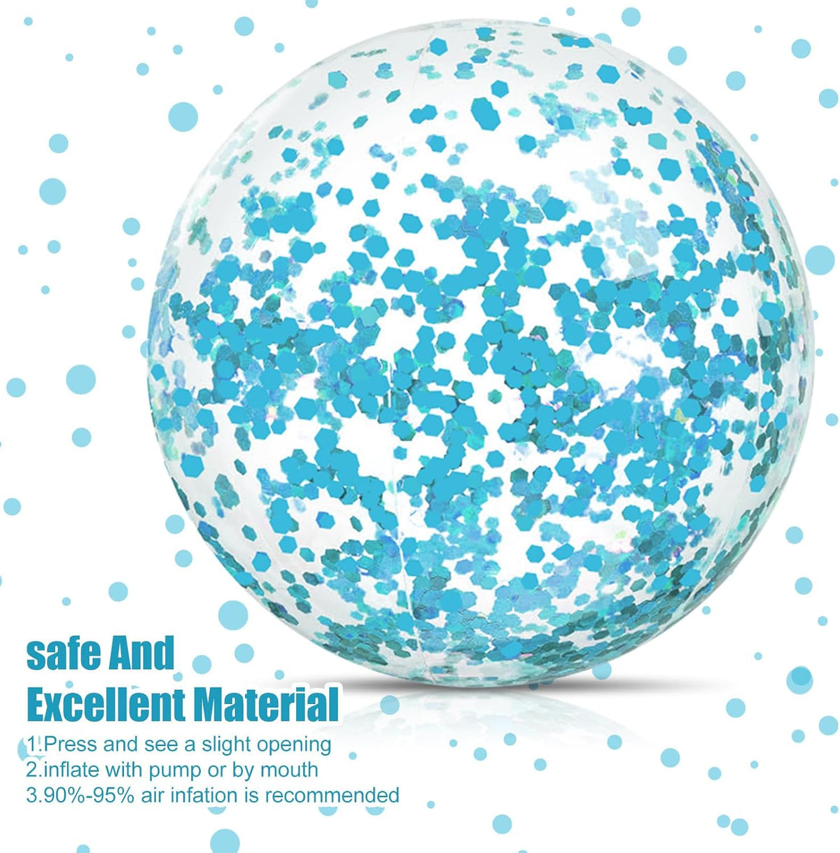 Civaner 10 Pcs Inflatable Glitter Beach Balls 16 Inch - Teal Blue / Glitter - image 2