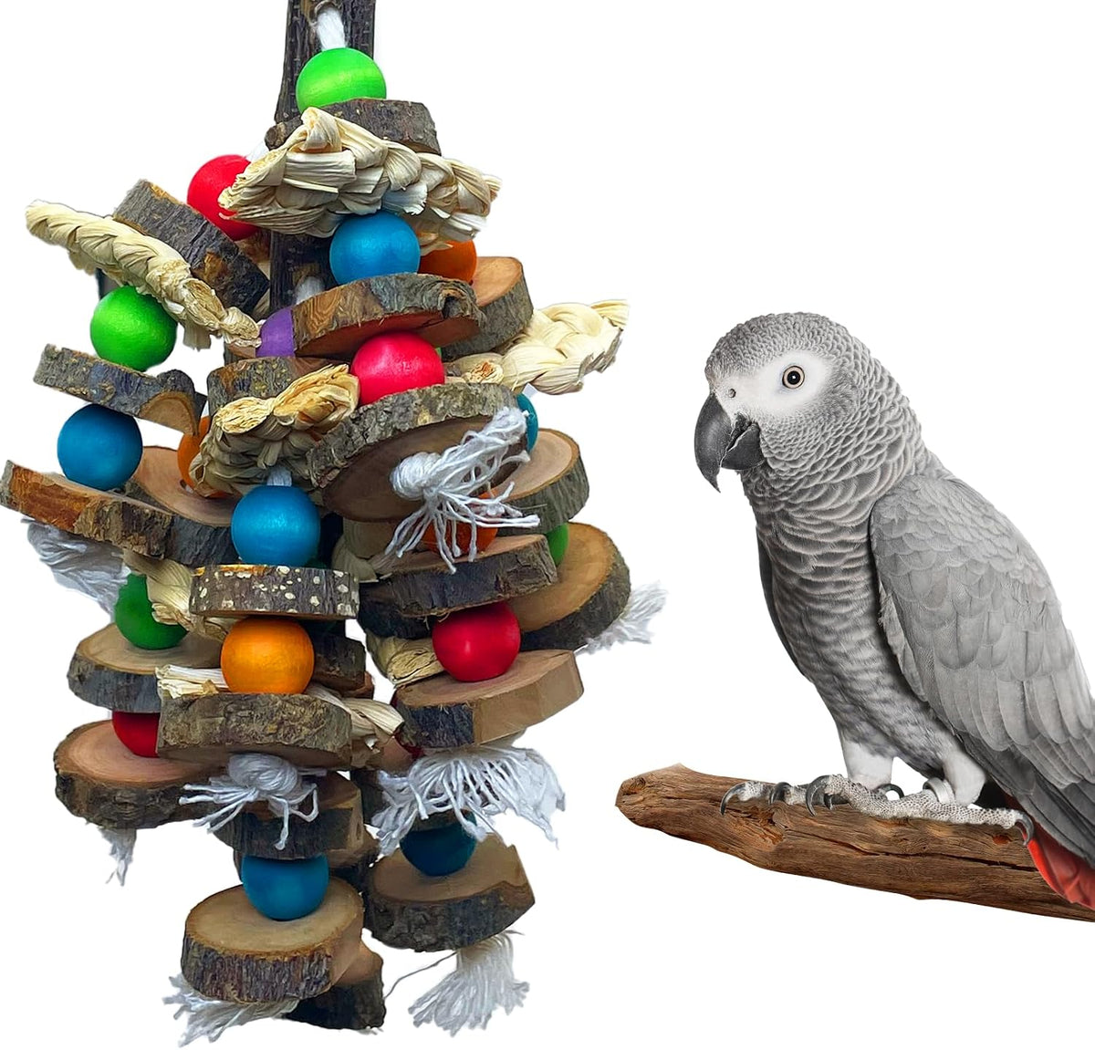 Macaw Toys Extra Large Parrot Toys Natural Wood Bird Chewing Toys - E: Fruit Wood
