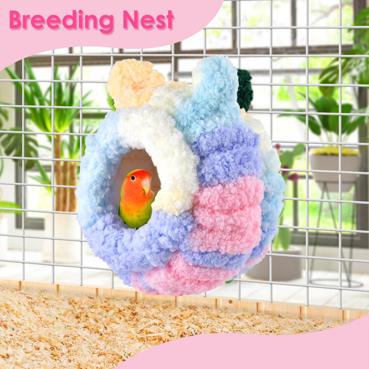 KATUMO Bird Nest, Small Sun Conure Breeding House Parrotlet Snuggle Hut Lovebird Bed for Conure - S (Pink) - image 4