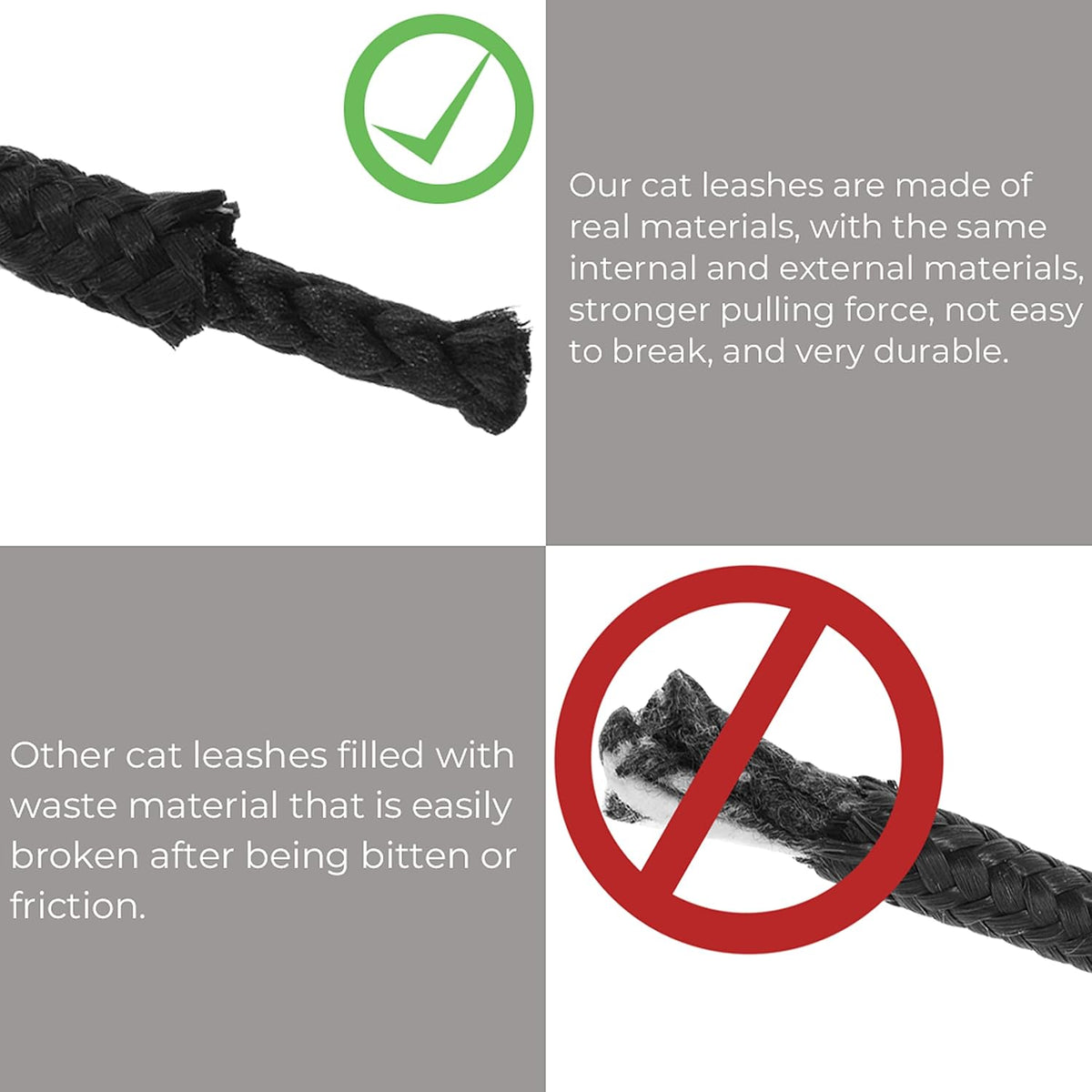 Long Cat Leash Reflective Pet Rope for Yard Walking Training Outdoor - black / 15 ft - image 3