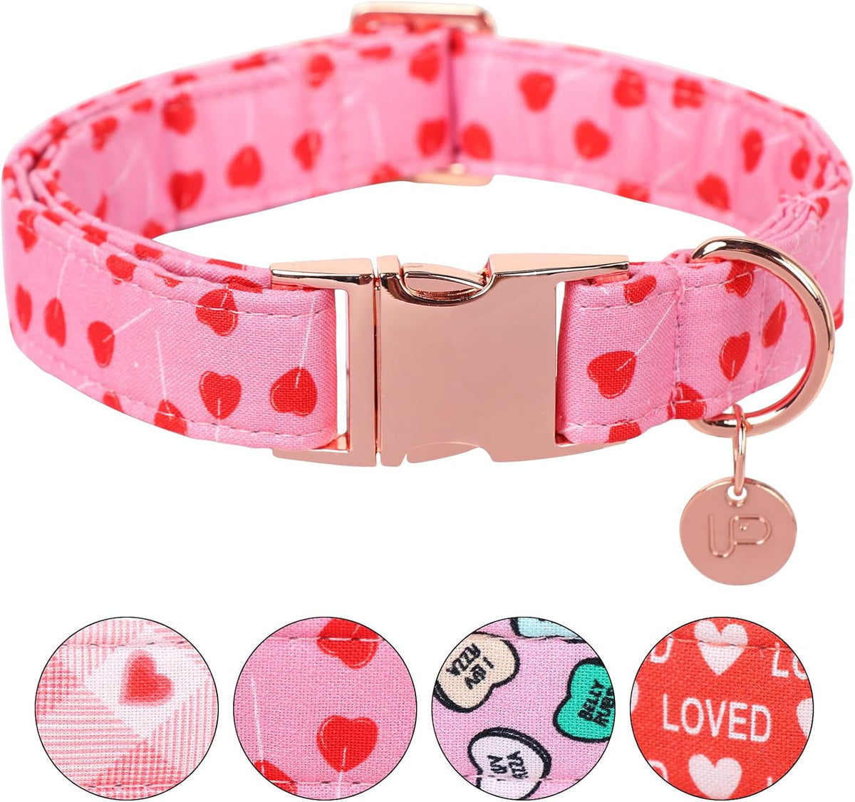Floral Cotton Dog Collar, Summer Flower Print Dog Collar - XL / LoveStick CC