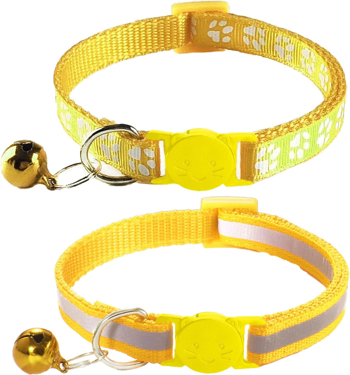 2 Pack Breakaway Cat Collars with Bells - Yellow