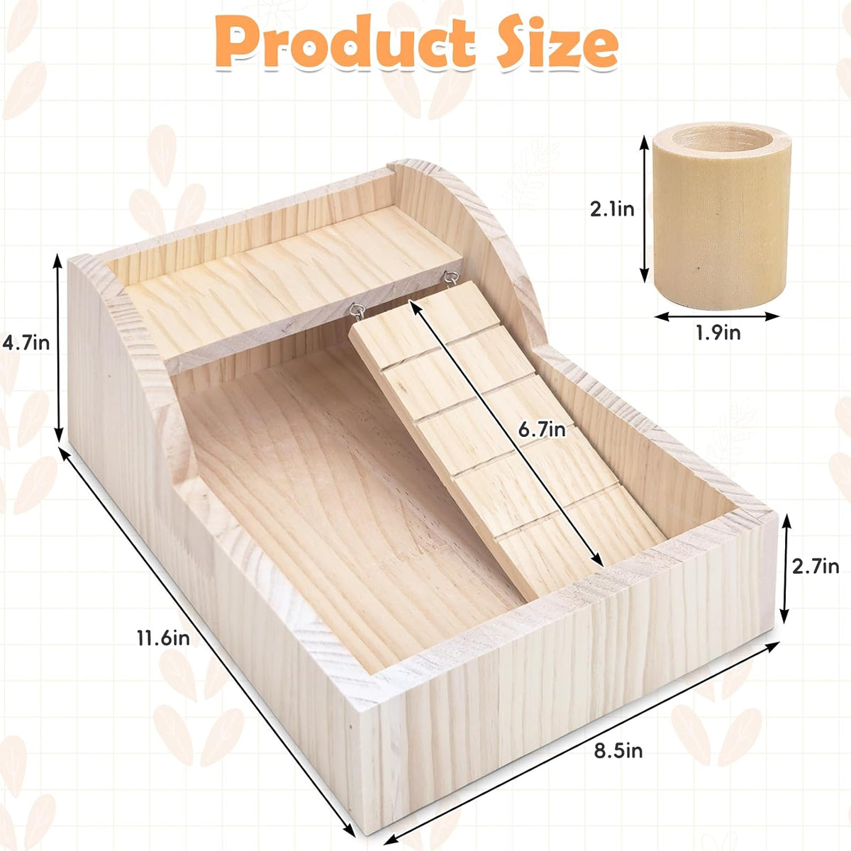 Extra Large Wood Hamster Sand Bath Box Small Animals Bathroom - Extra-large Wooden Bathtub - image 2