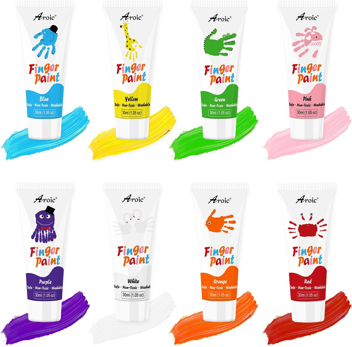 AROIC 8PCS Washable Finger Paint, Non-Toxic Finger Paints – Fun for Kids & Family - 8 Colors (27 PCS) - image 3