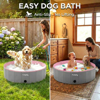 Furrybaby Foldable Dog Pool Non-Slip Hard Bath Tub Indoor Outdoor - 64*12inch / Grey,pink - image 4
