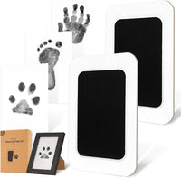 Inkless Paw Print Kit for Dogs, Cats & Babies - Black Pad,Black Wood Frame / 2-Pack,Medium