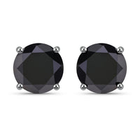3.08 Carat Genuine Black Diamond 14K White Gold Earrings